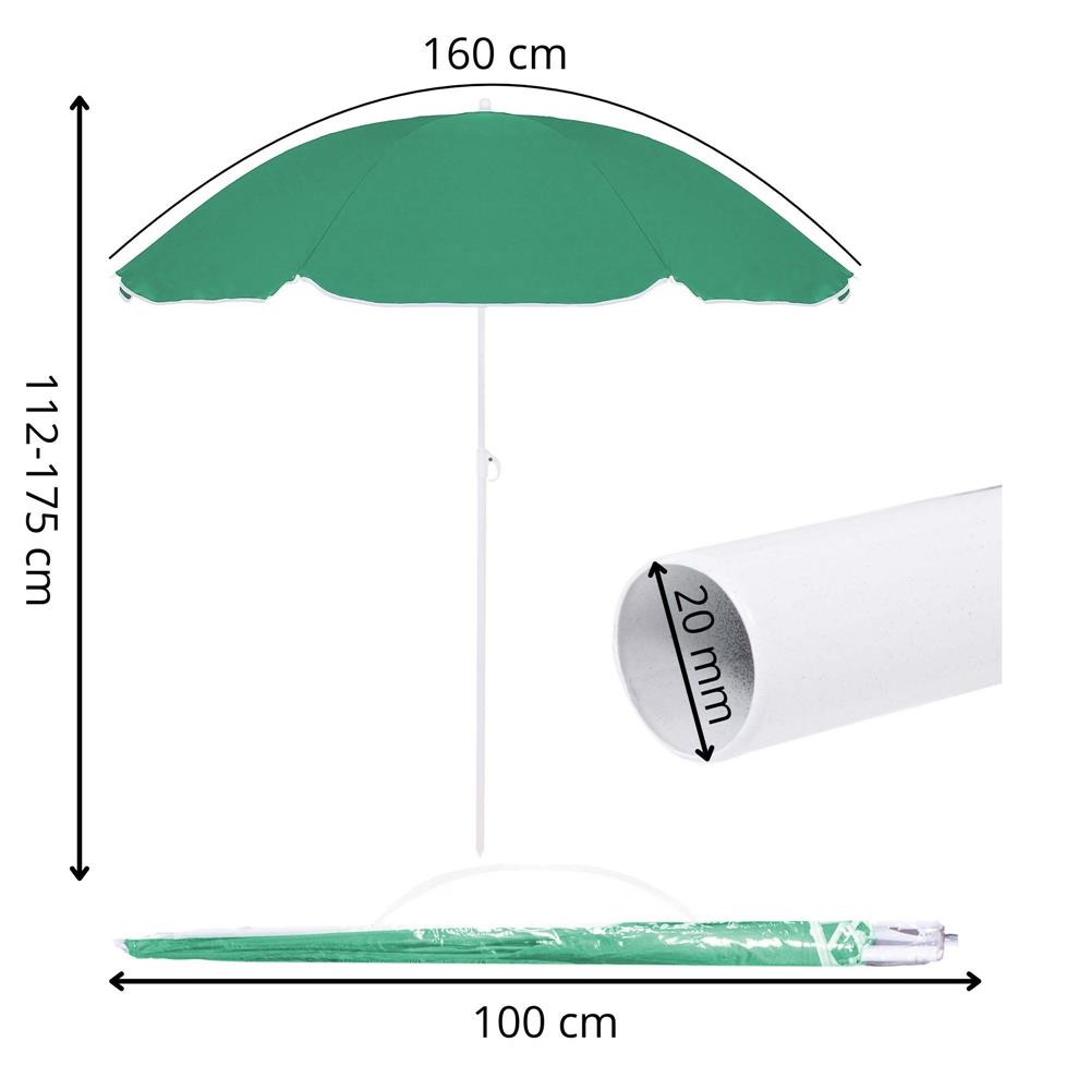 Umbrela de plaja pliabila cu inclinare reglabila, diametru 160 cm, verde Household NewTrend