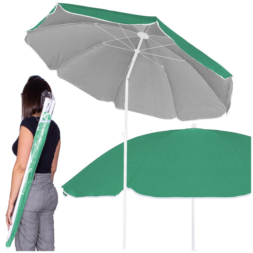 Umbrela de plaja pliabila cu inclinare reglabila, diametru 160 cm, verde Household NewTrend