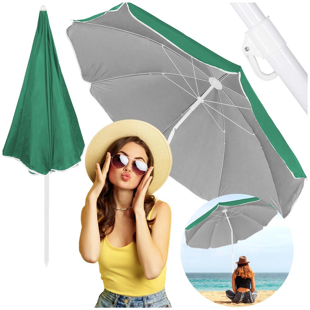 Umbrela de plaja pliabila cu inclinare reglabila, diametru 160 cm, verde Household NewTrend