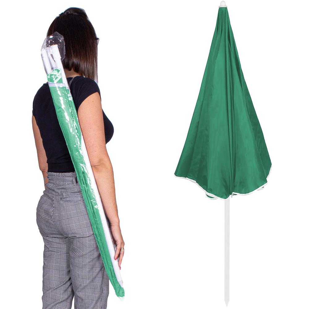 Umbrela de plaja pliabila cu inclinare reglabila, diametru 160 cm, verde Household NewTrend