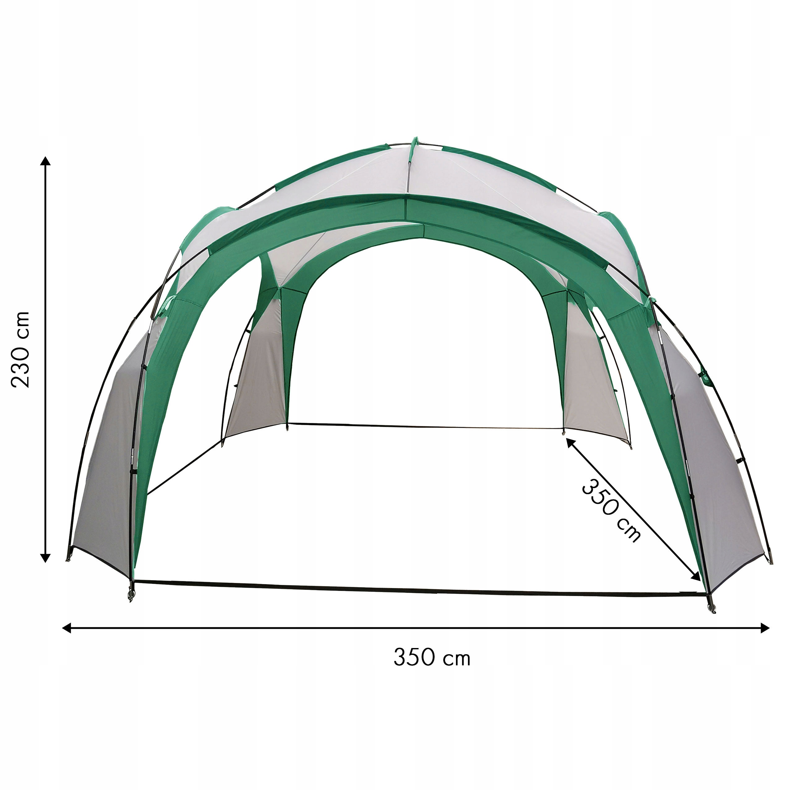 Pavilion gradina 350x350x230 cm, structura fibra de sticla, acoperis poliester impermeabil, verde cu alb Household NewTrend