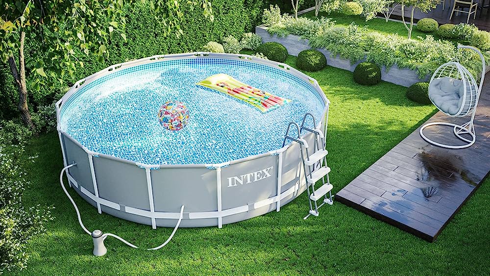 Piscina cadru metalic Intex Prism Frame, 366x99cm, 9.000 litri, cu pompa de filtrare si scara Household NewTrend