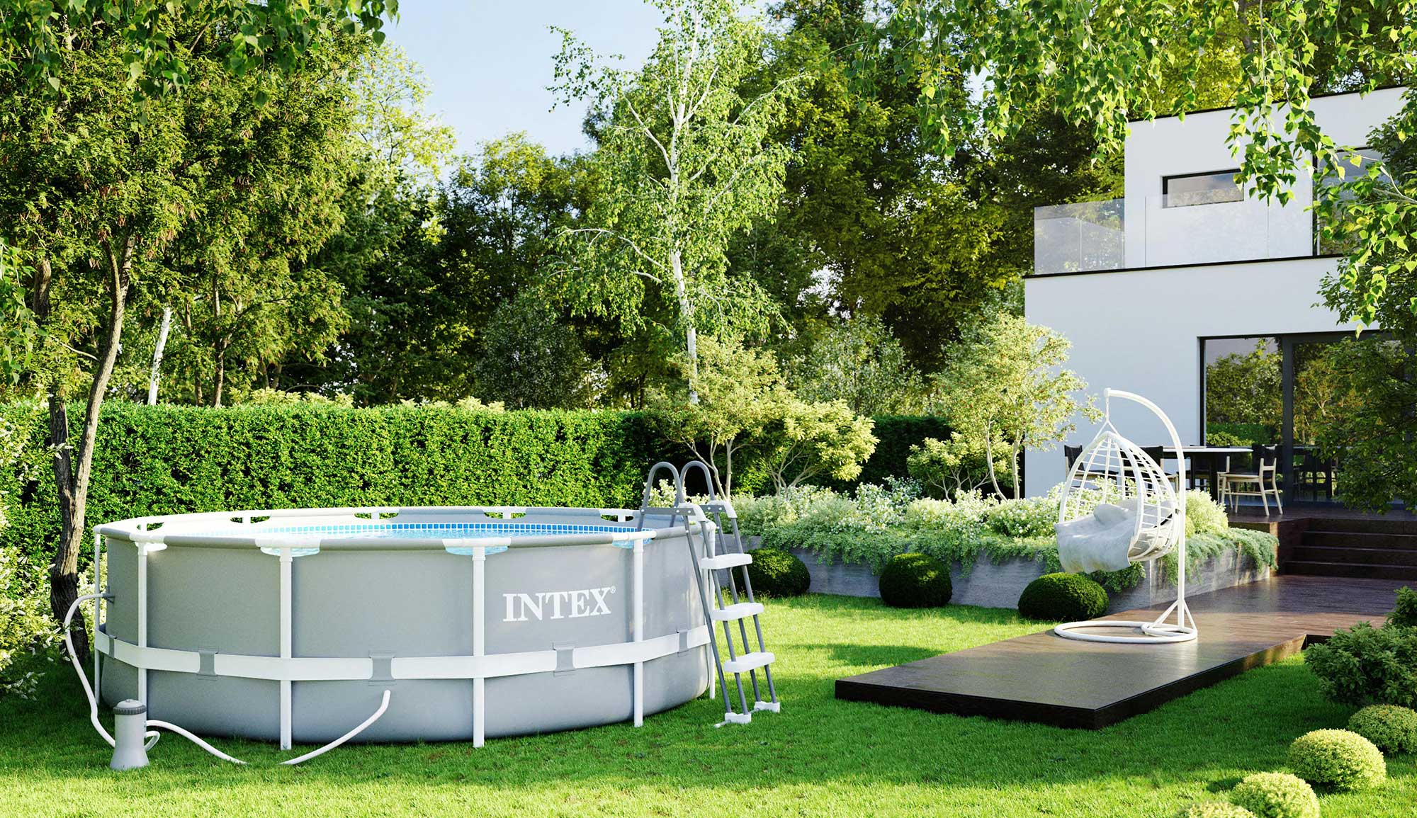 Piscina cadru metalic Intex Prism Frame, 366x99cm, 9.000 litri, cu pompa de filtrare si scara Household NewTrend
