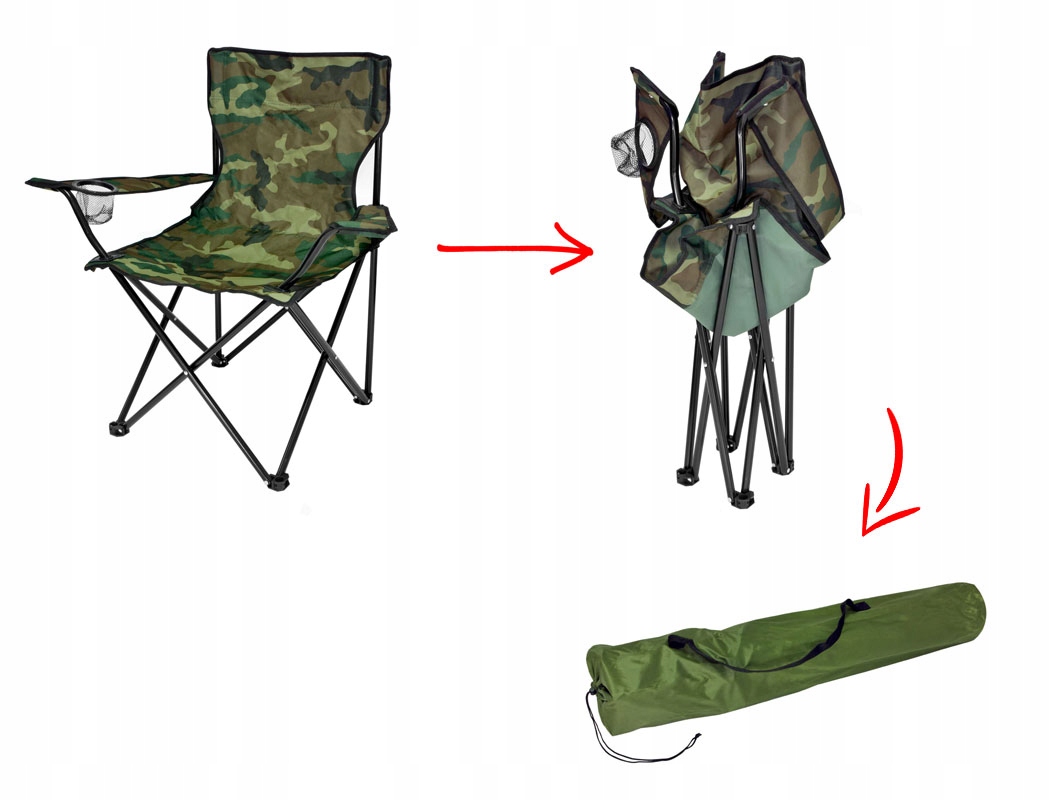 Scaun pliabil camping sau pescuit Sersimo, suport pahar, camuflaj Household NewTrend