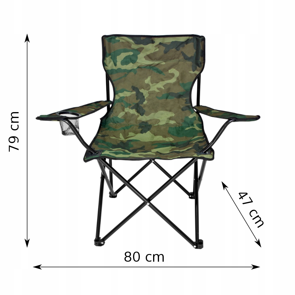 Scaun pliabil camping sau pescuit Sersimo, suport pahar, camuflaj Household NewTrend