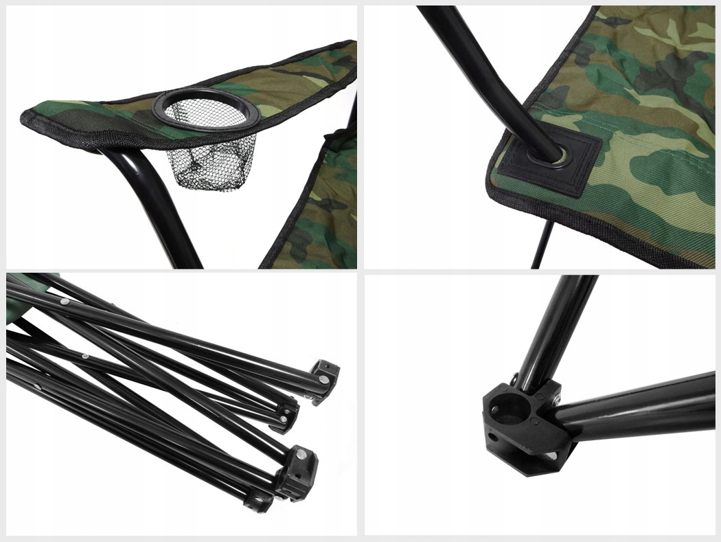 Scaun pliabil camping sau pescuit Sersimo, suport pahar, camuflaj Household NewTrend