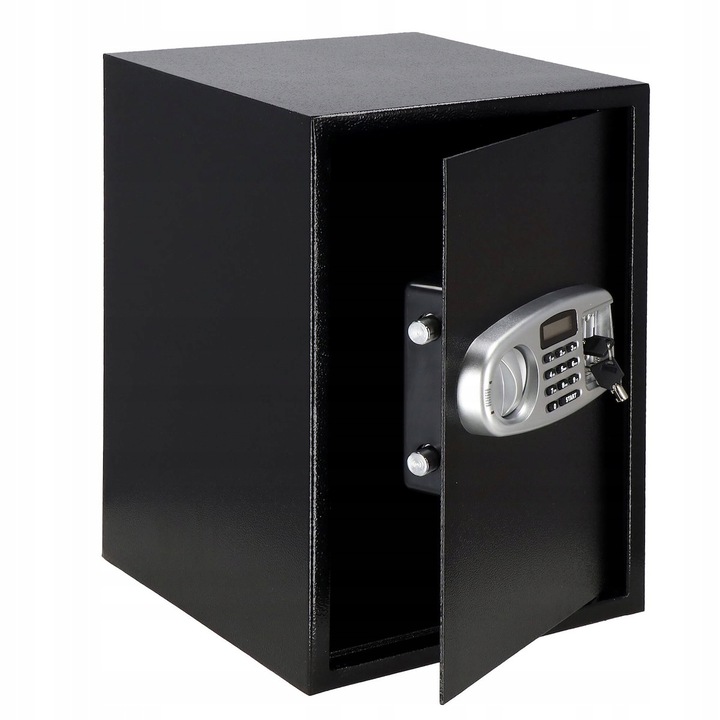 Seif electronic standard cu cifru si cheie, 350x500x360 mm, Otel, Negru Household NewTrend