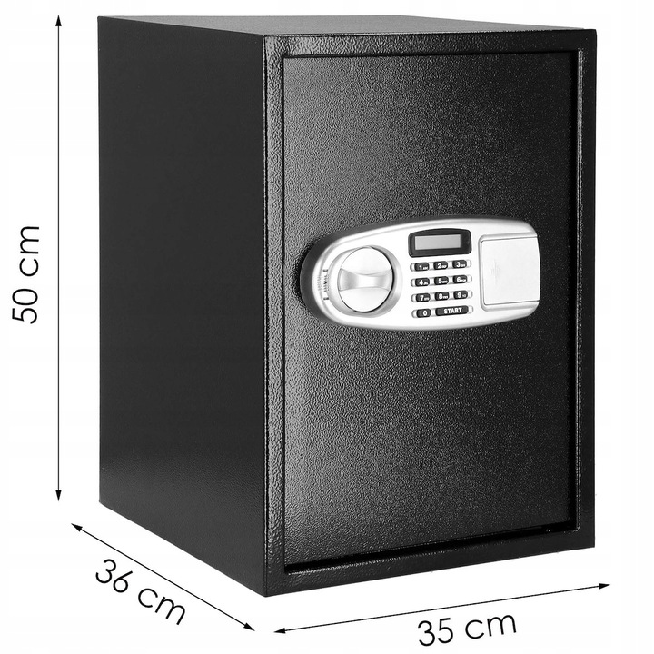 Seif electronic standard cu cifru si cheie, 350x500x360 mm, Otel, Negru Household NewTrend
