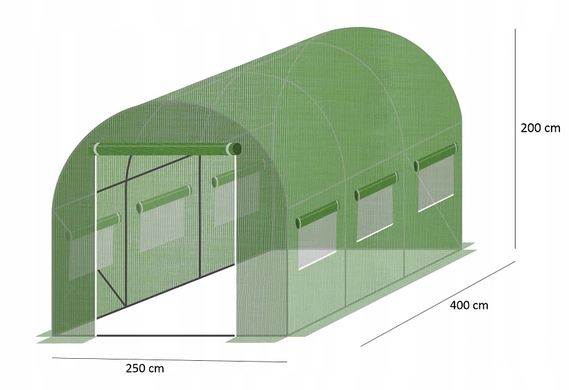 Sera de gradina, tip tunel cu cadru metalic, 250x400cm, 10mp (3 segmente) Household NewTrend