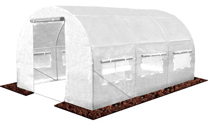 Sera de gradina, tip tunel cu cadru metalic, 250x400x200cm, alba, 10mp Household NewTrend