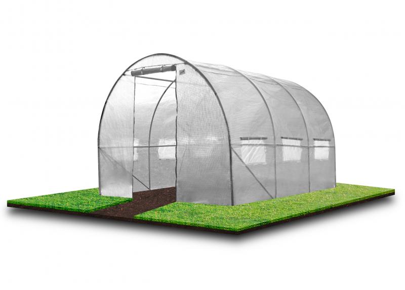 Sera de gradina, tip tunel cu cadru metalic, 250x400x200cm, alba, 10mp Household NewTrend