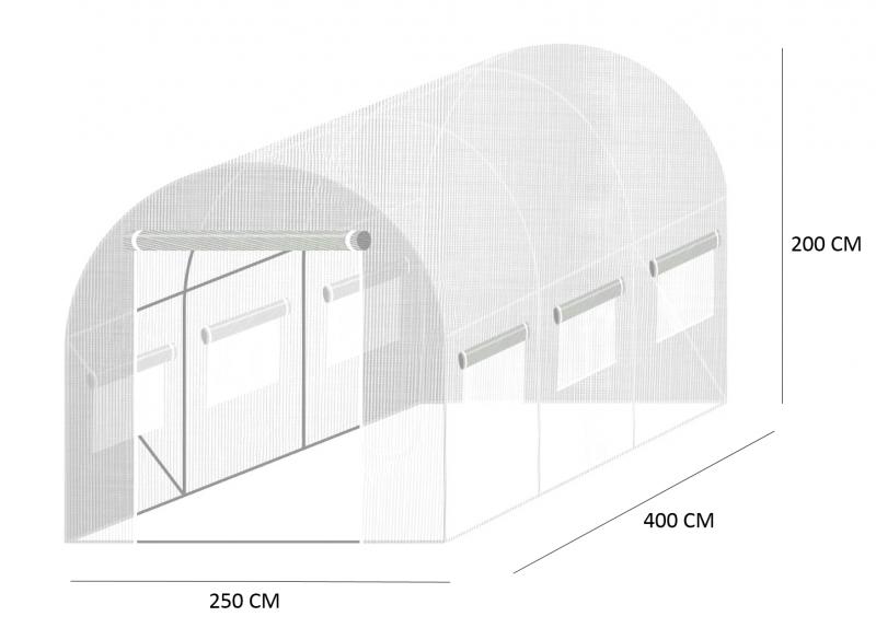 Sera de gradina, tip tunel cu cadru metalic, 250x400x200cm, alba, 10mp Household NewTrend
