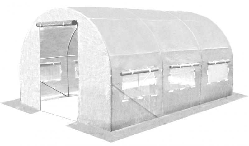 Sera de gradina, tip tunel cu cadru metalic, 250x400x200cm, alba, 10mp Household NewTrend