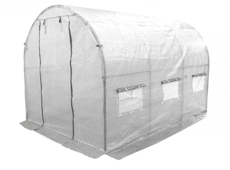 Sera de gradina, tip tunel cu cadru metalic, 250x400x200cm, alba, 10mp Household NewTrend