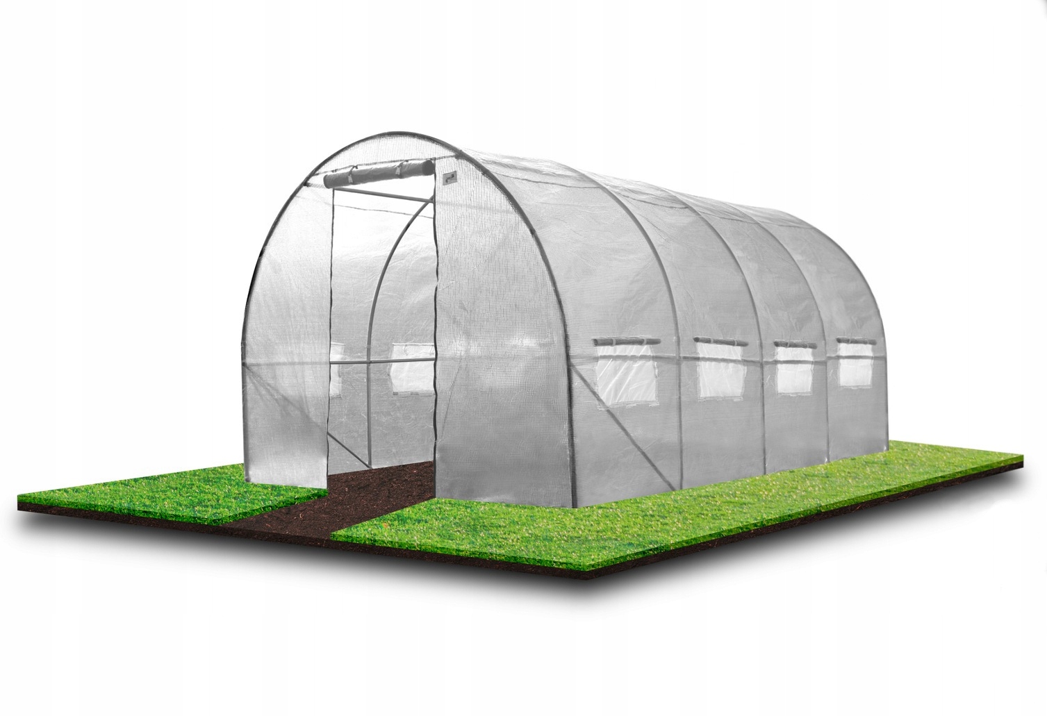 Sera de gradina, tip tunel cu cadru metalic, 300x600cm, 18mp alb Household NewTrend