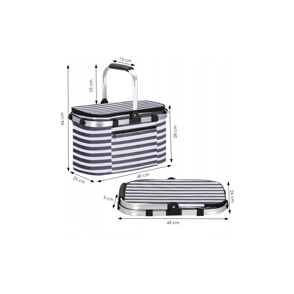 Geanta pentru picnic sau plaja, termoizolanta, 28 litri, alb albastru Household NewTrend