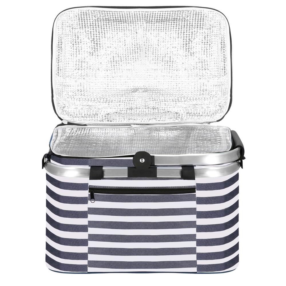Geanta pentru picnic sau plaja, termoizolanta, 28 litri, alb albastru Household NewTrend