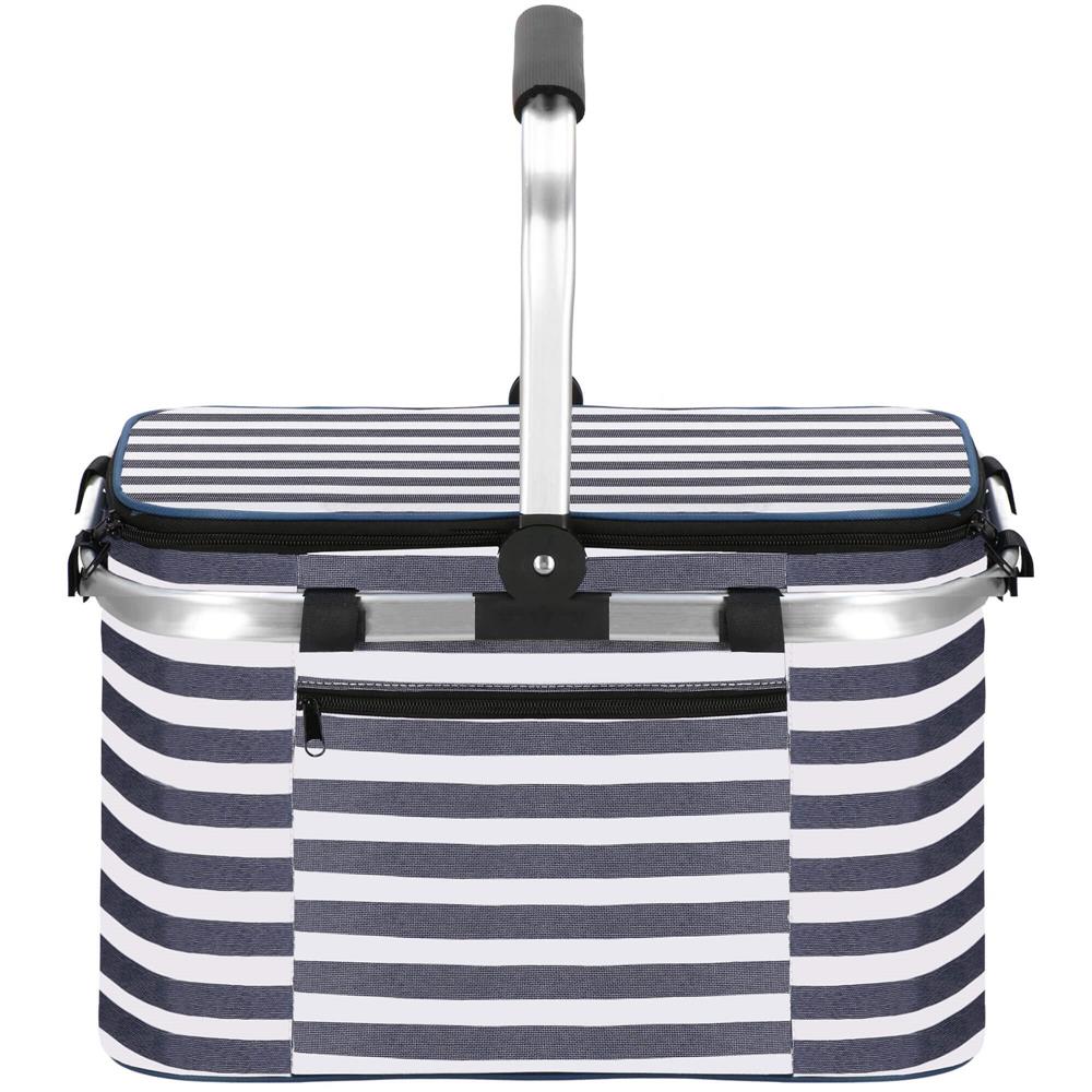 Geanta pentru picnic sau plaja, termoizolanta, 28 litri, alb albastru Household NewTrend
