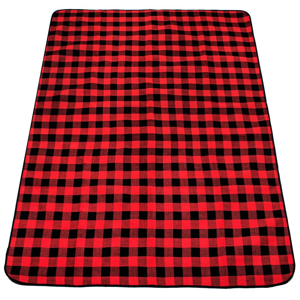 Patura pentru picnic sau plaja, cu folie izolatoare si maner, 150x200cm, rosu negru Household NewTrend