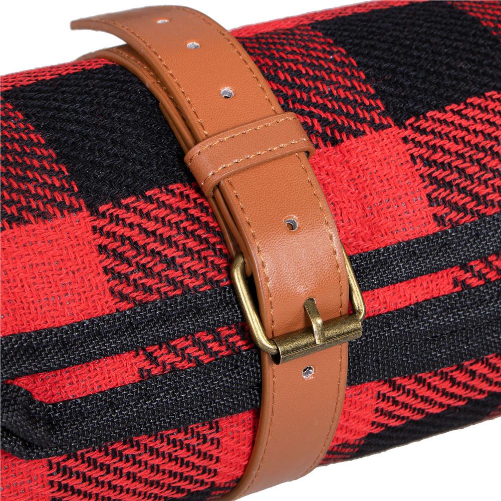Patura pentru picnic sau plaja, cu folie izolatoare si maner, 150x200cm, rosu negru Household NewTrend