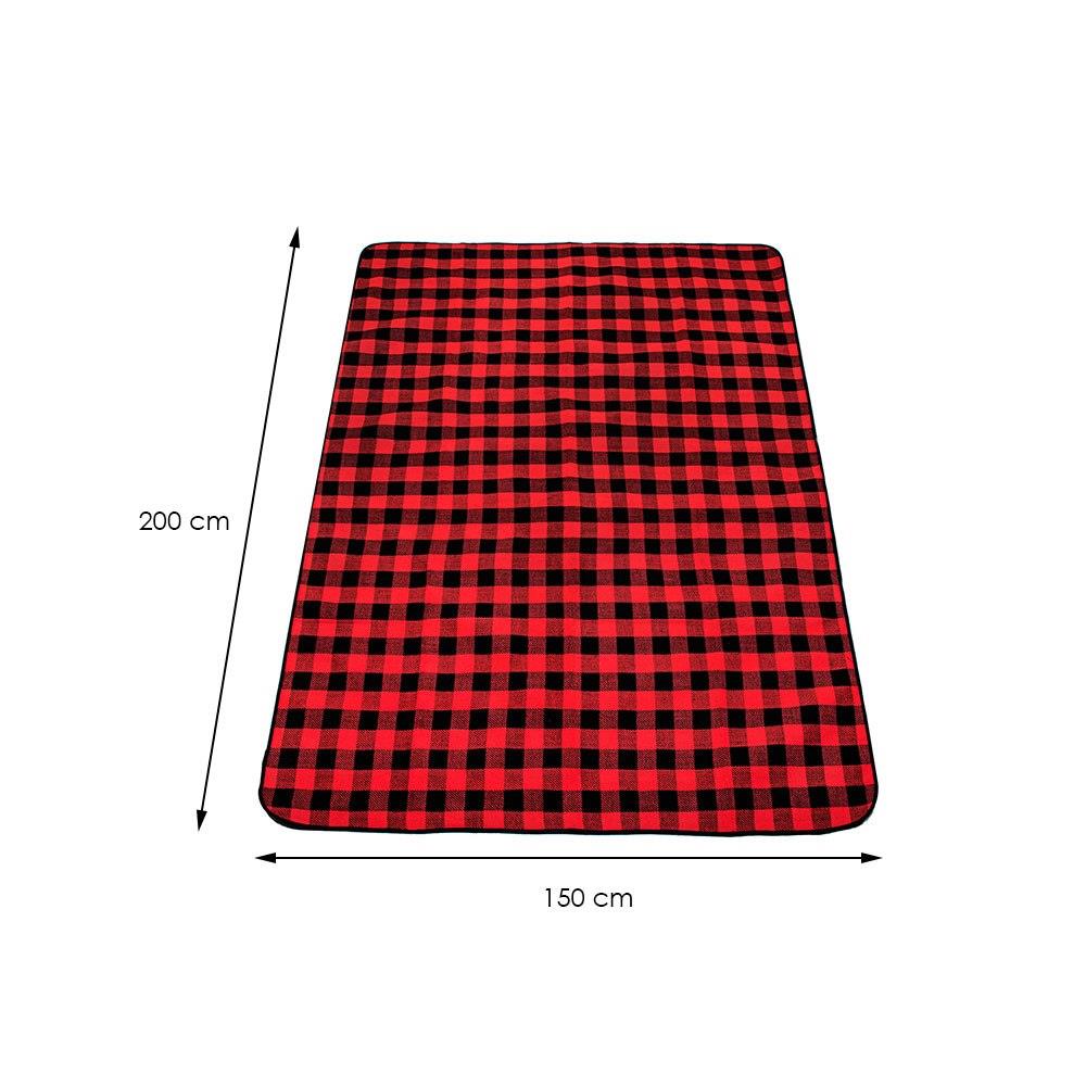 Patura pentru picnic sau plaja, cu folie izolatoare si maner, 150x200cm, rosu negru Household NewTrend