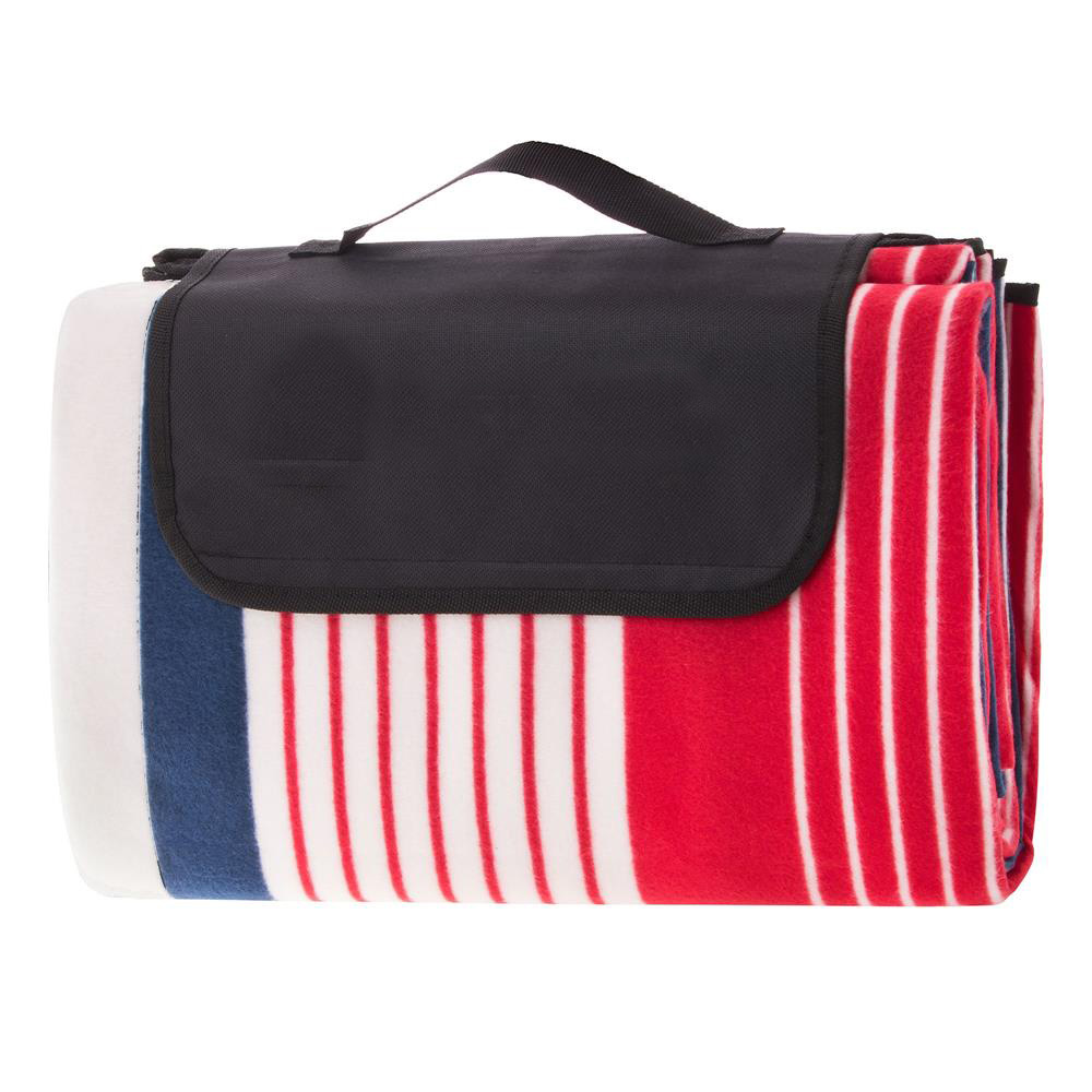 Patura pentru picnic sau plaja, cu folie izolatoare si maner, 160x200cm, albastru rosu Household NewTrend