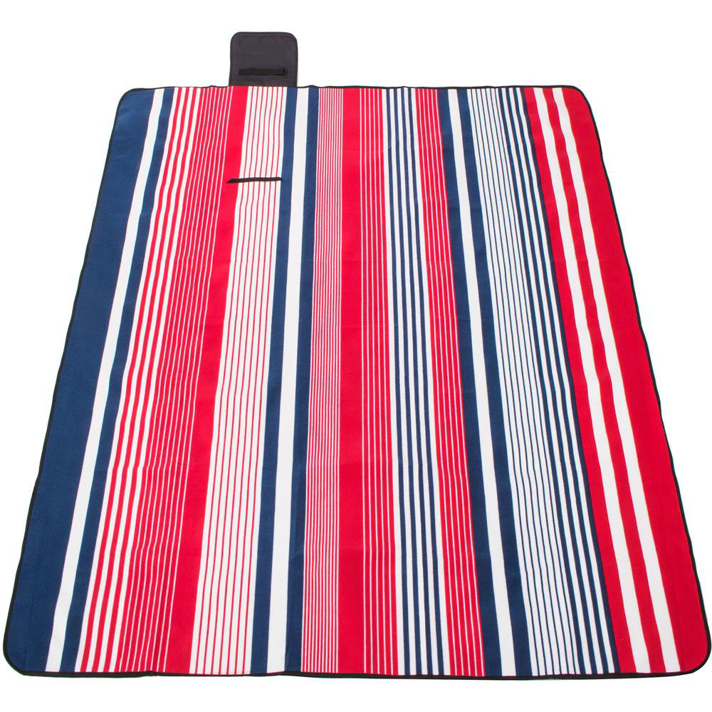 Patura pentru picnic sau plaja, cu folie izolatoare si maner, 160x200cm, albastru rosu Household NewTrend