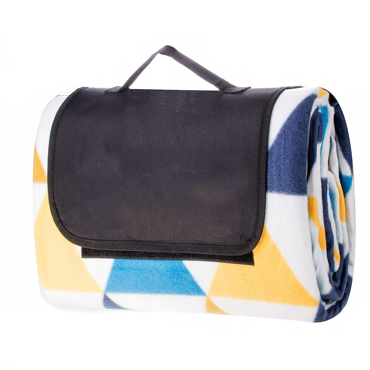 Patura pentru picnic sau plaja, cu folie izolatoare si maner, 200x200cm, albastru galben Household NewTrend