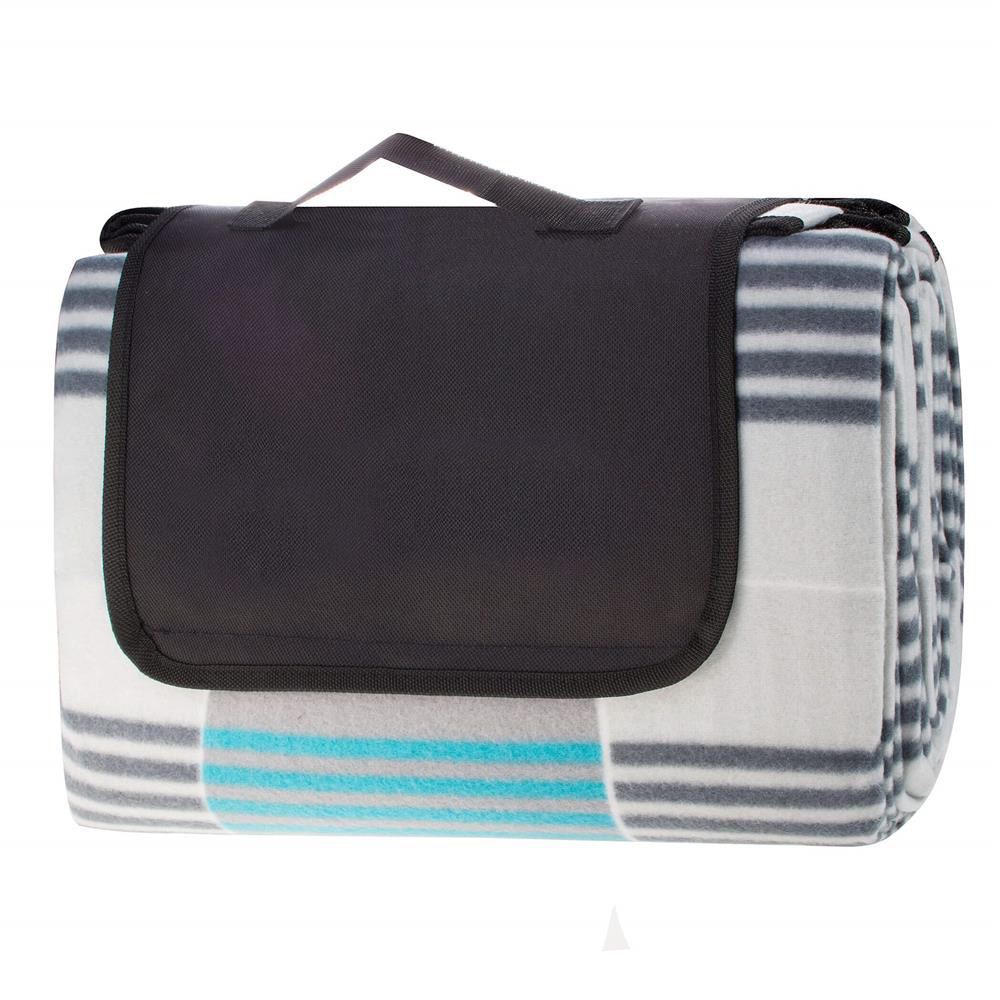 Patura pentru picnic sau plaja, cu folie izolatoare si maner, 200x240cm, albastru gri Household NewTrend