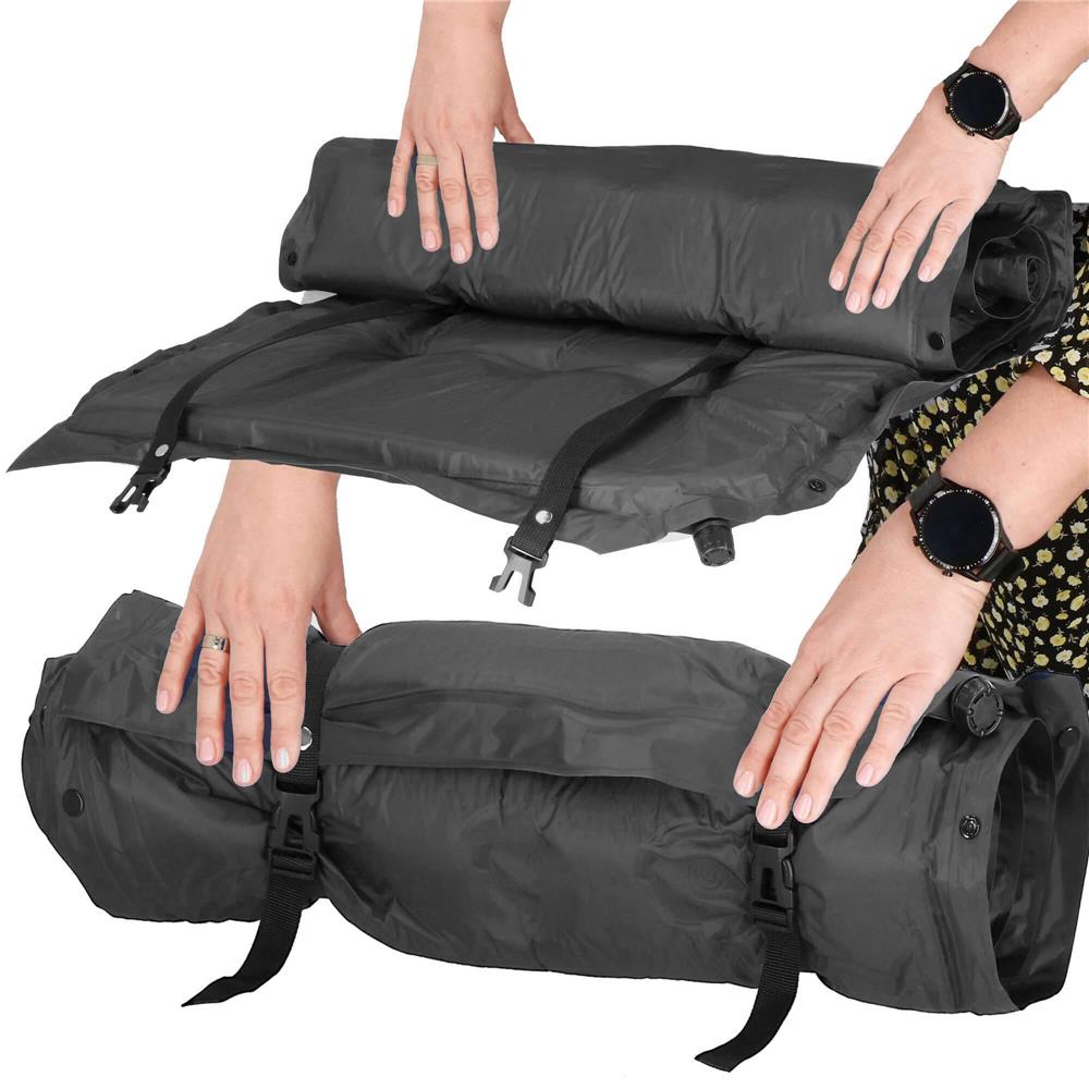Saltea plabila cu perna din spuma poliuretanica, cu autoumflare, 193x68x3.5cm, gri Household NewTrend