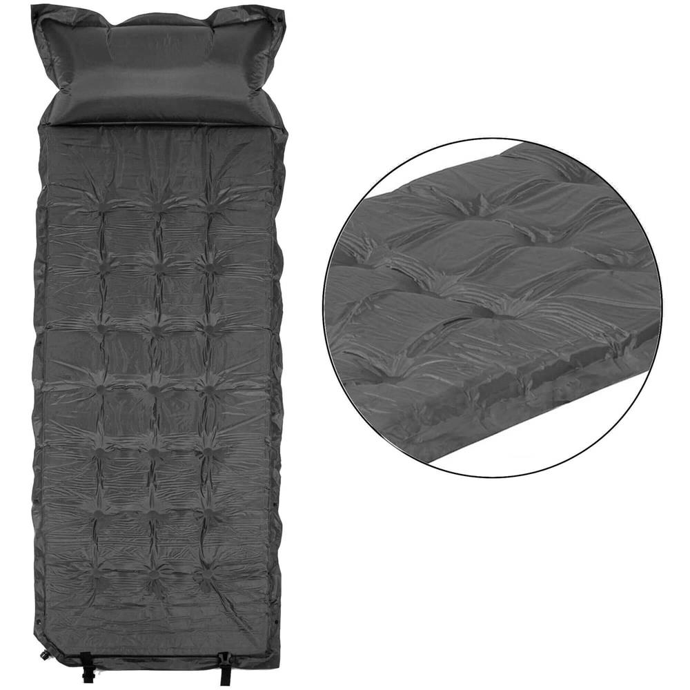 Saltea plabila cu perna din spuma poliuretanica, cu autoumflare, 193x68x3.5cm, gri Household NewTrend
