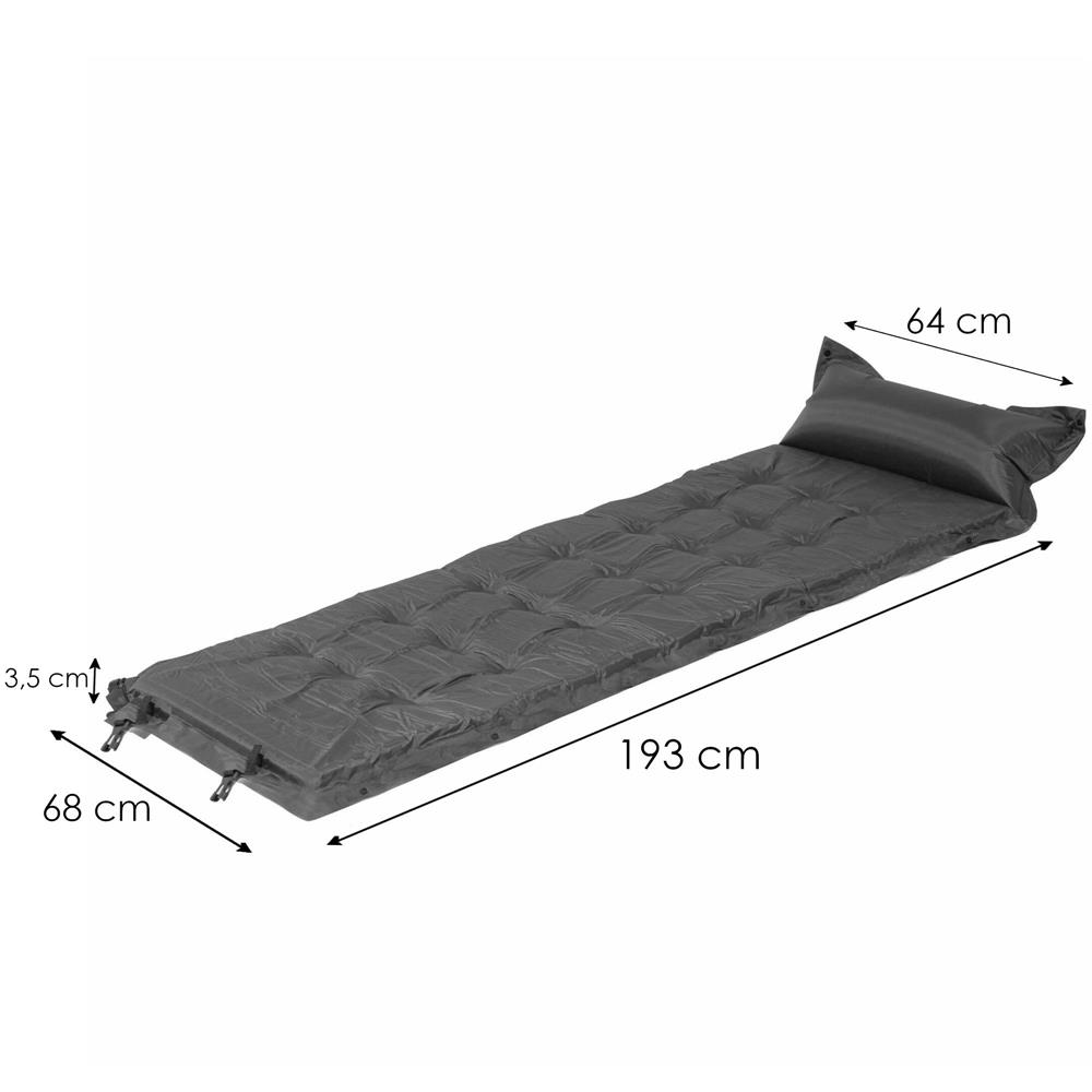 Saltea plabila cu perna din spuma poliuretanica, cu autoumflare, 193x68x3.5cm, gri Household NewTrend