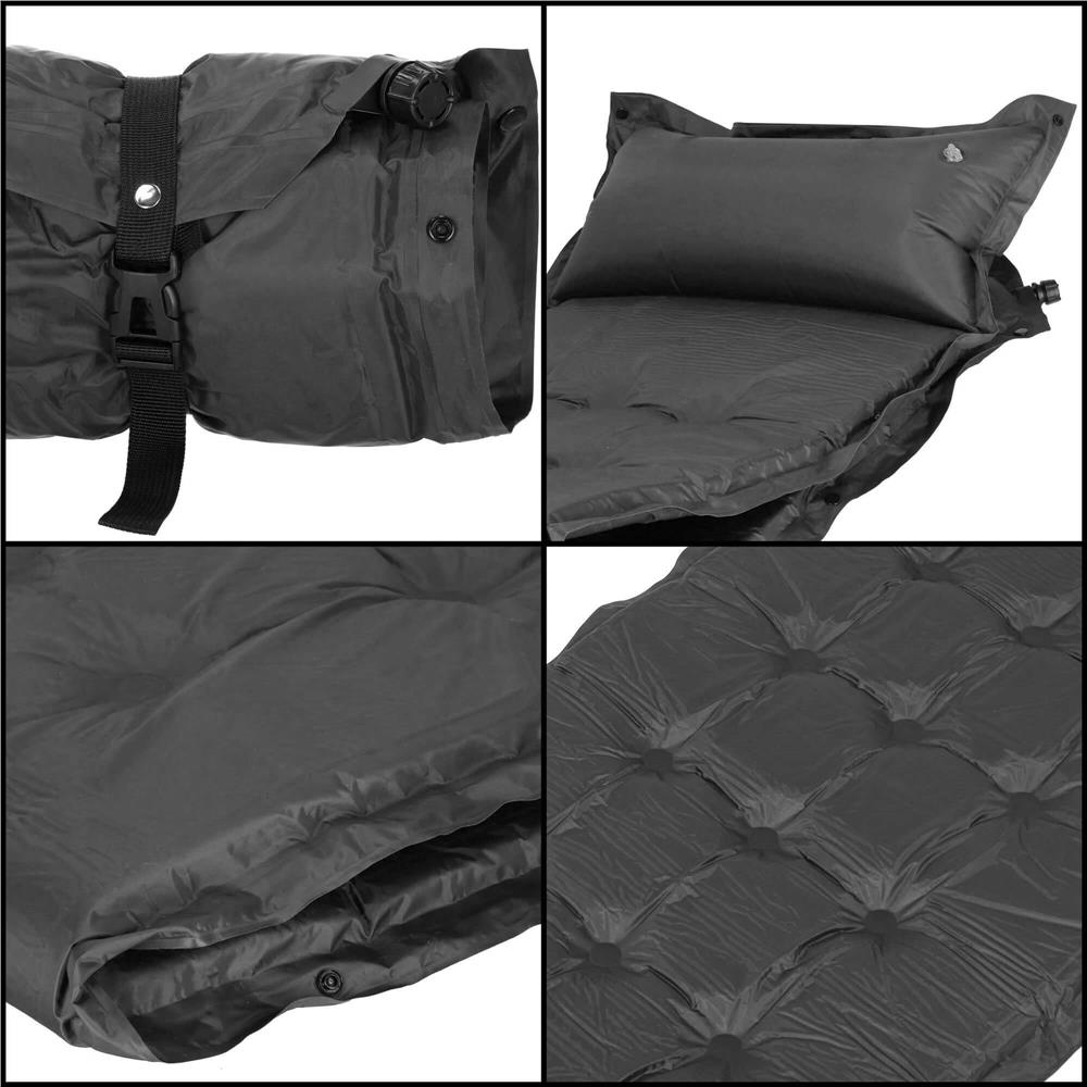 Saltea plabila cu perna din spuma poliuretanica, cu autoumflare, 193x68x3.5cm, gri Household NewTrend