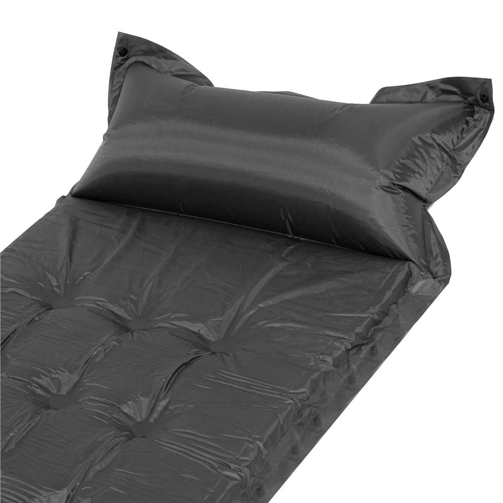Saltea plabila cu perna din spuma poliuretanica, cu autoumflare, 193x68x3.5cm, gri Household NewTrend