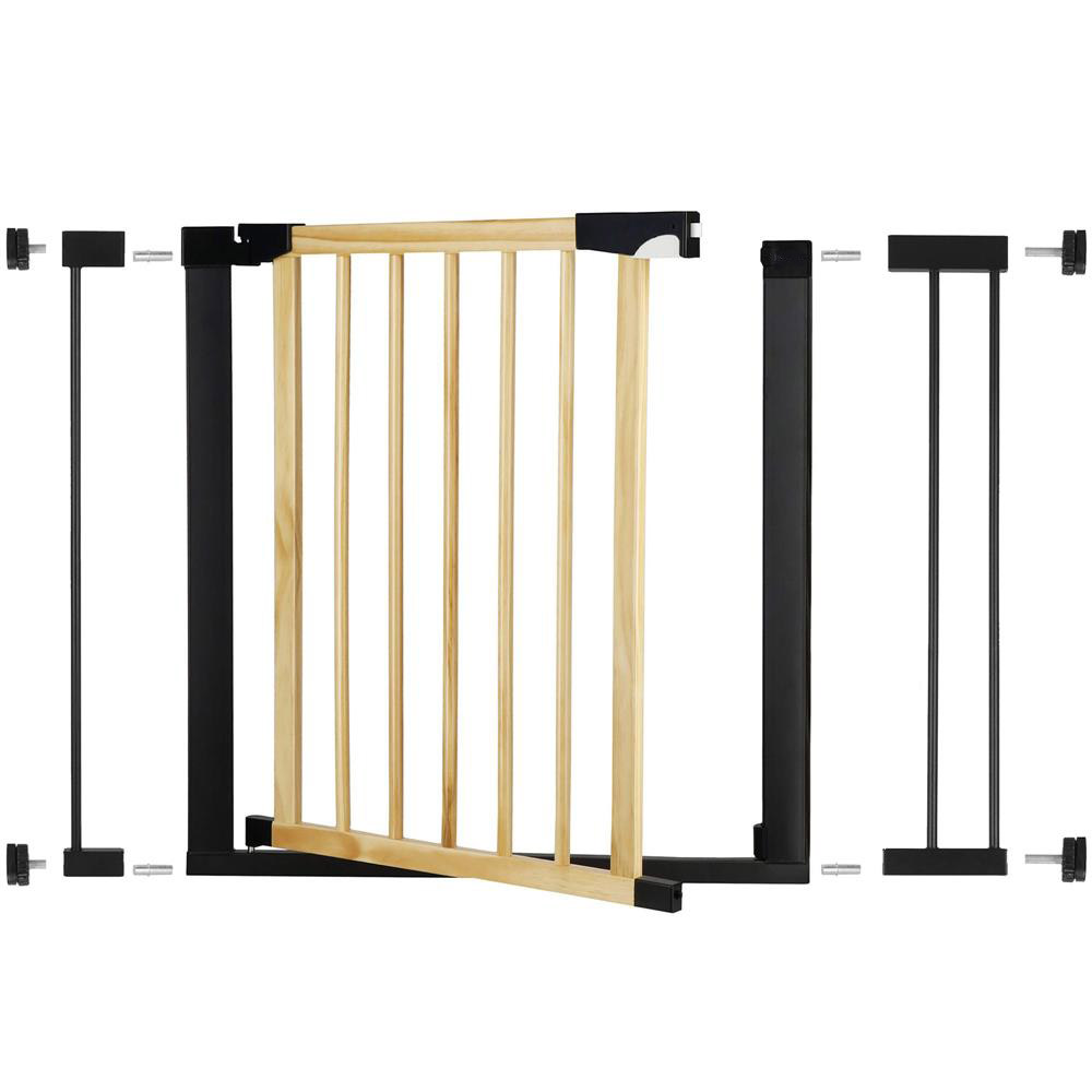 Poarta de siguranta Safety Gate pentru scari, ajustabila, din lemn cu structura otel, 96-103cm, negru maro Household NewTrend