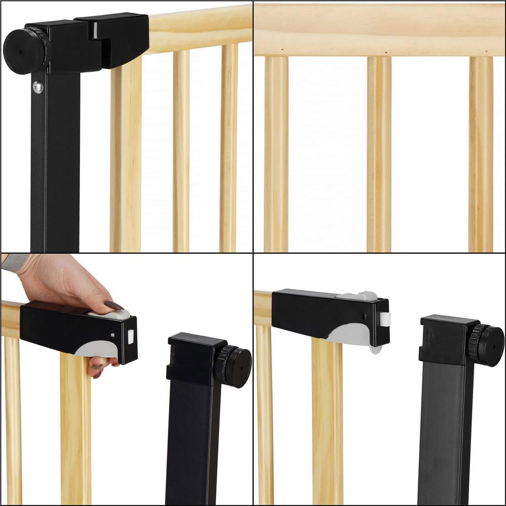 Poarta de siguranta Safety Gate pentru scari, ajustabila, din lemn cu structura otel, 96-103cm, negru maro Household NewTrend