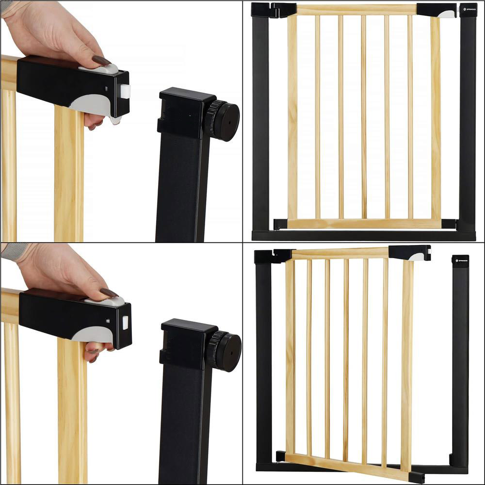 Poarta de siguranta Safety Gate pentru scari, ajustabila, din lemn cu structura otel, 96-103cm, negru maro Household NewTrend