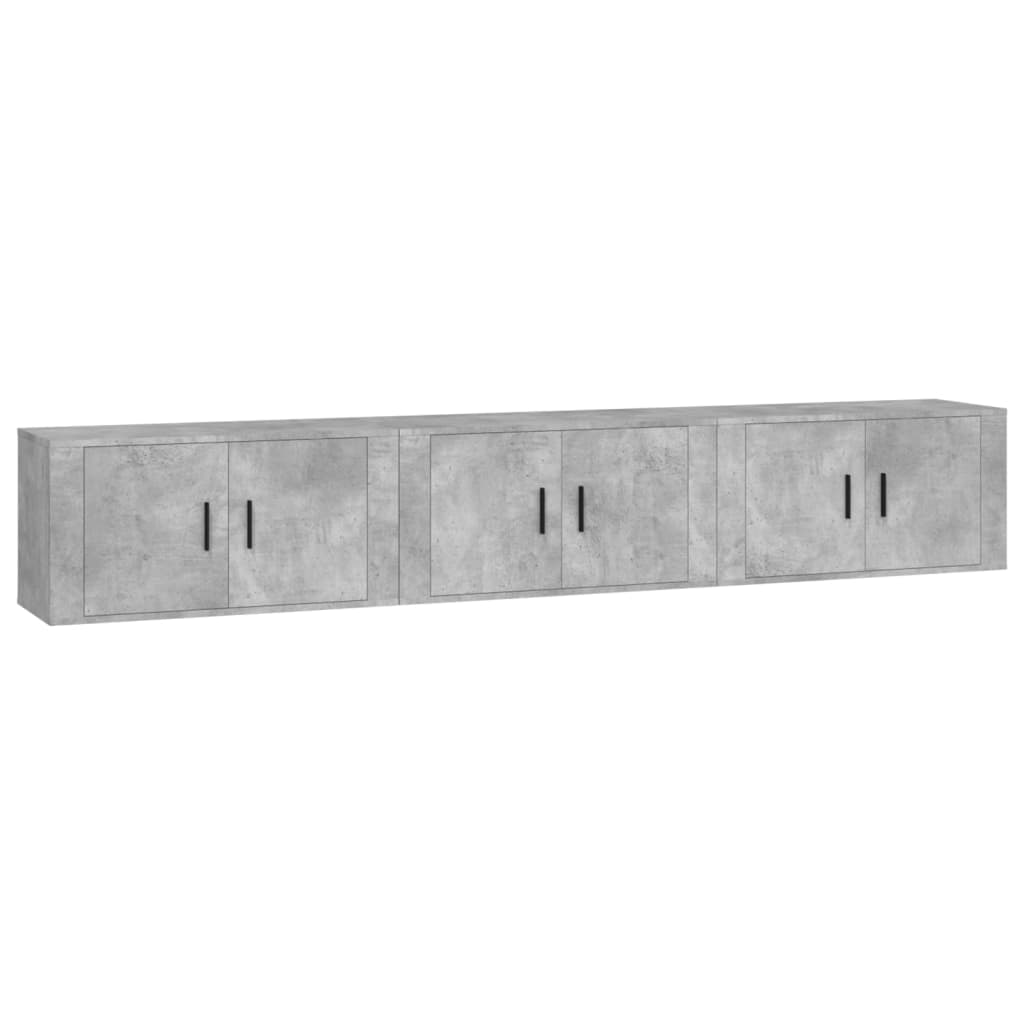 Dulapuri TV montate pe perete, 3 buc., gri beton, 80x34,5x40 cm GartenMobel Dekor
