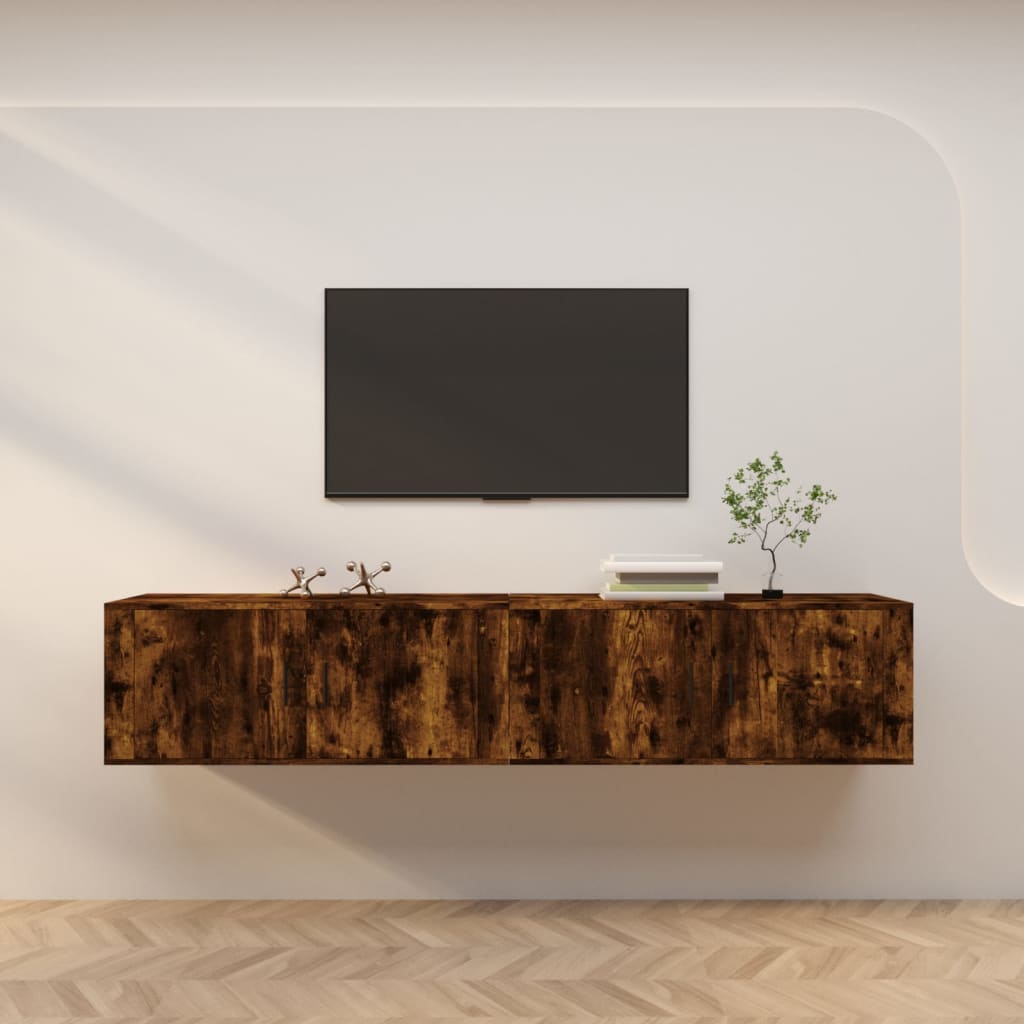 Dulapuri TV montate pe perete 2 buc stejar afumat 100x34,5x40cm GartenMobel Dekor