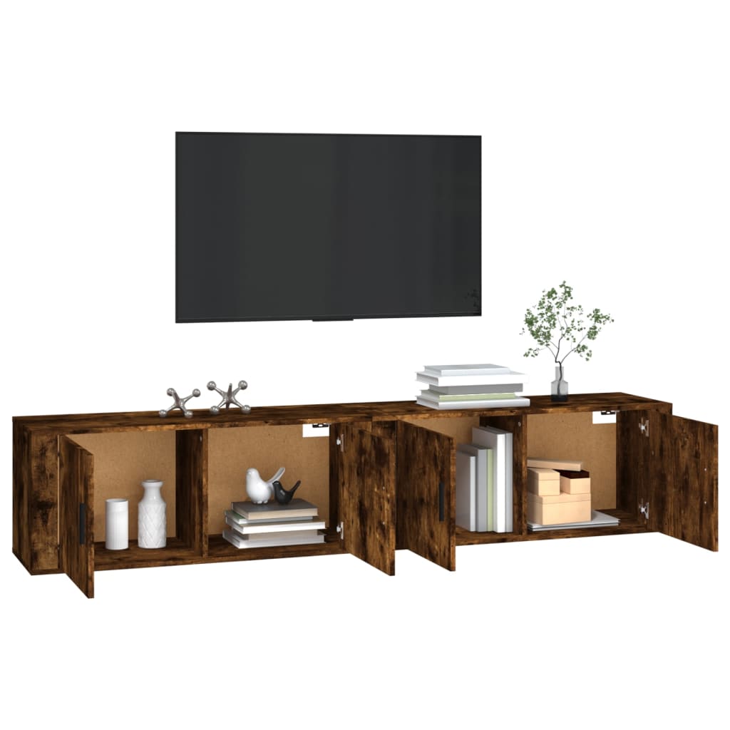 Dulapuri TV montate pe perete 2 buc stejar afumat 100x34,5x40cm GartenMobel Dekor