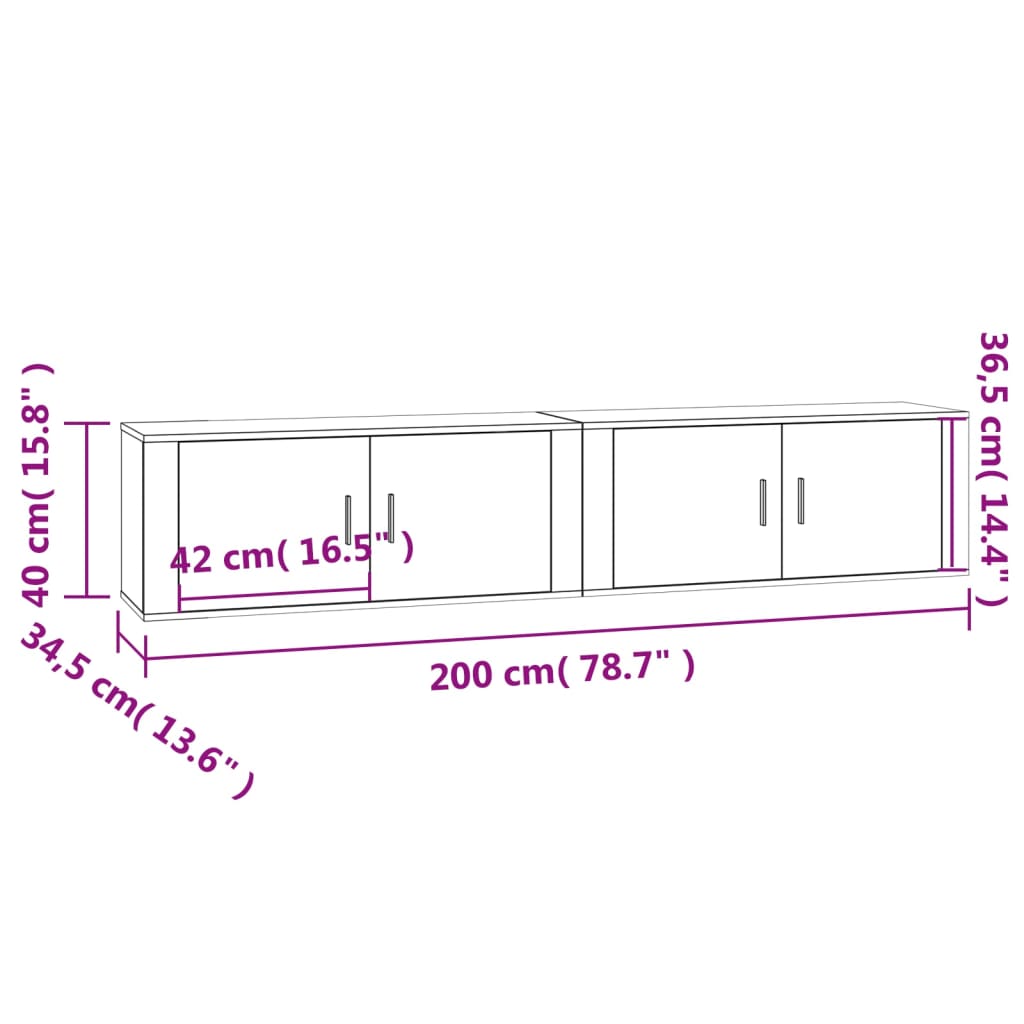 Dulapuri TV montate pe perete 2 buc stejar sonoma 100x34,5x40cm GartenMobel Dekor