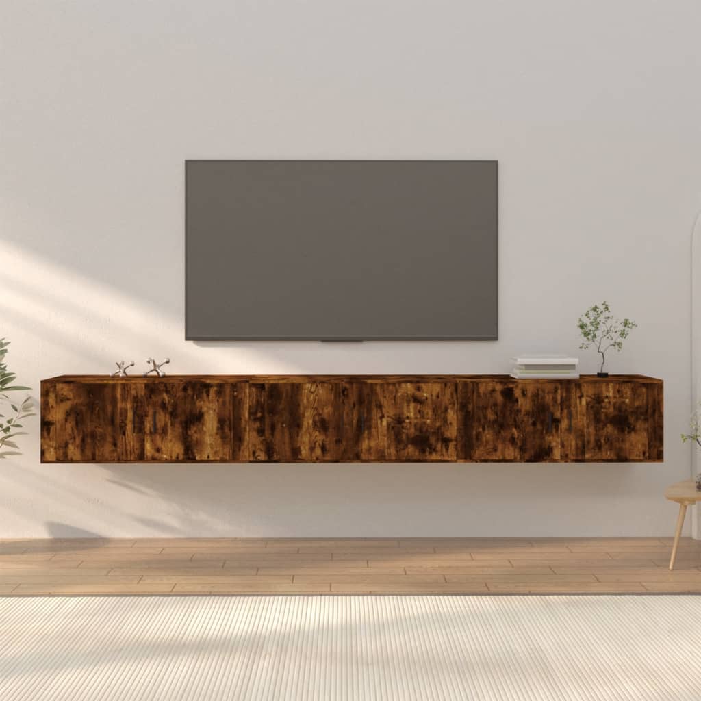 Dulapuri TV montate pe perete 3 buc stejar afumat 100x34,5x40cm GartenMobel Dekor