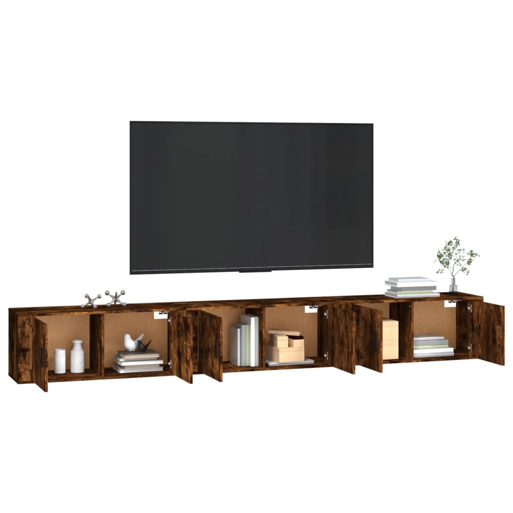 Dulapuri TV montate pe perete 3 buc stejar afumat 100x34,5x40cm GartenMobel Dekor