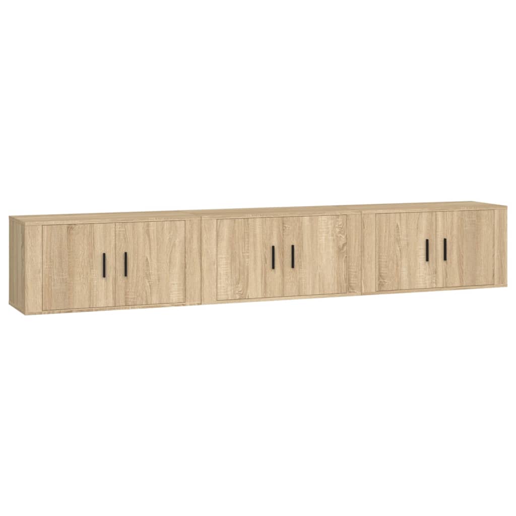 Dulapuri TV montate pe perete 3 buc stejar sonoma 80x34,5x40 cm GartenMobel Dekor