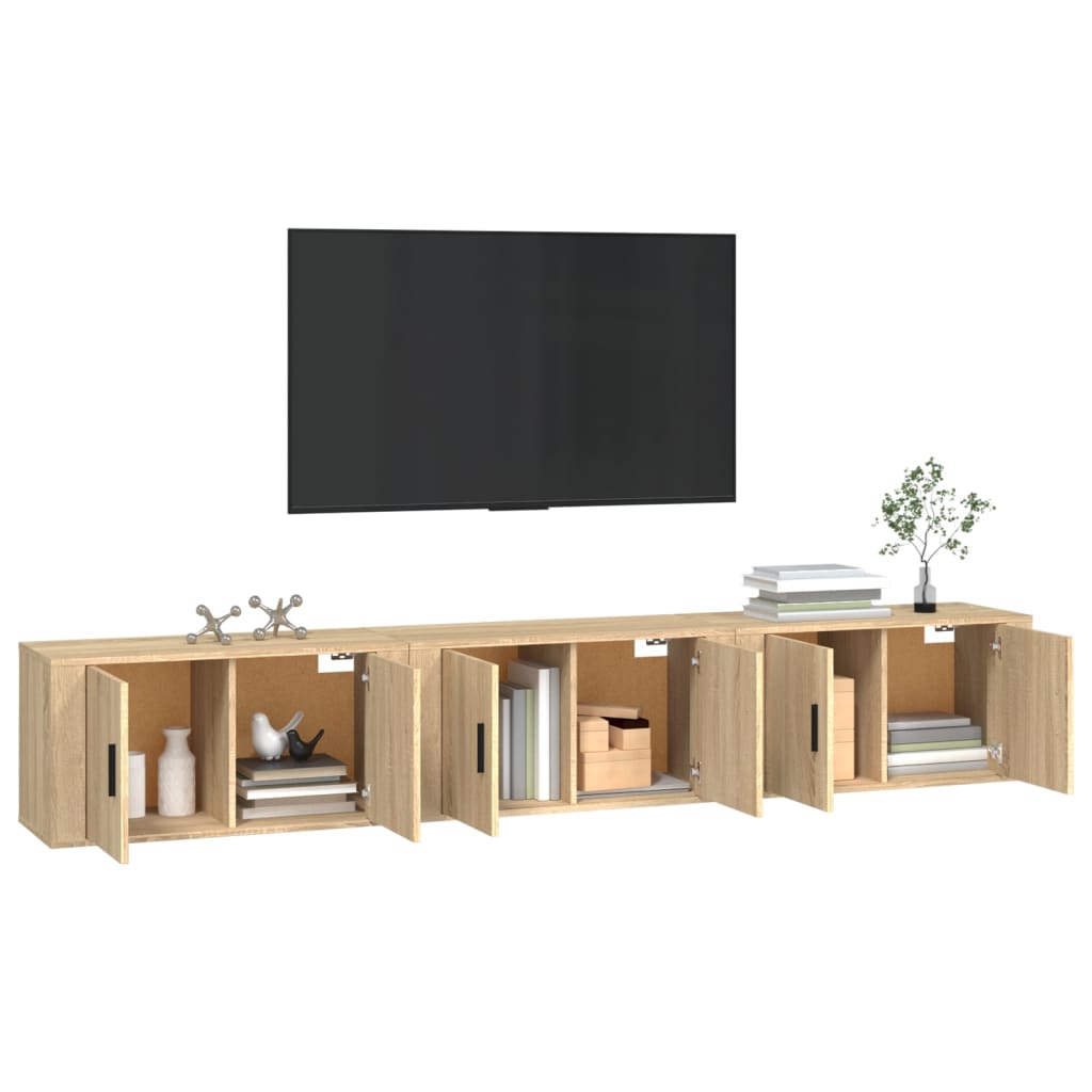 Dulapuri TV montate pe perete 3 buc stejar sonoma 80x34,5x40 cm GartenMobel Dekor