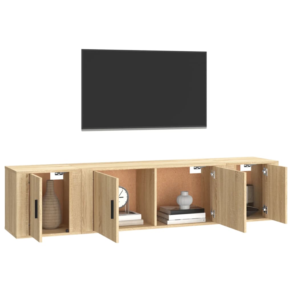 Set dulap TV, 3 piese, stejar sonoma, lemn prelucrat GartenMobel Dekor