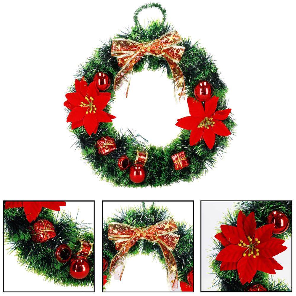 Coronita pentru Craciun, 35 cm, din brad artificial, cu decoratiuni, verde Household NewTrend