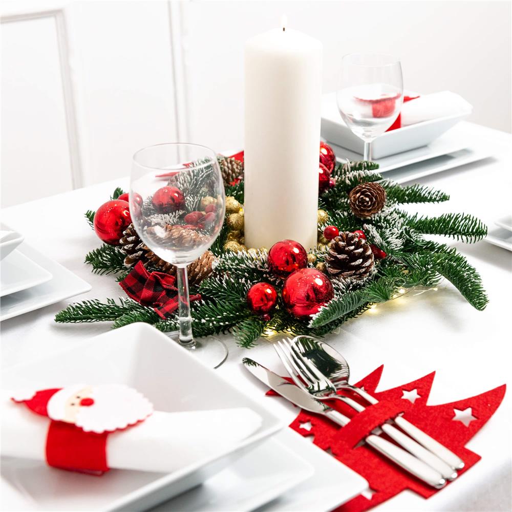 Coronita pentru Craciun, 50 cm, din brad artificial 3D, cu conuri, verde Household NewTrend