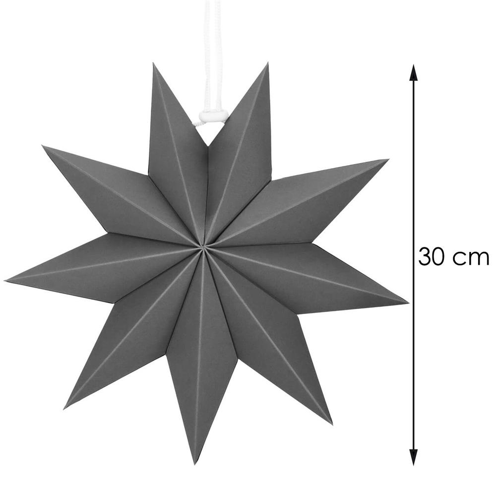 Stea decorativa 3D din hartie, cu 9 colturi, 30cm, argintie Household NewTrend