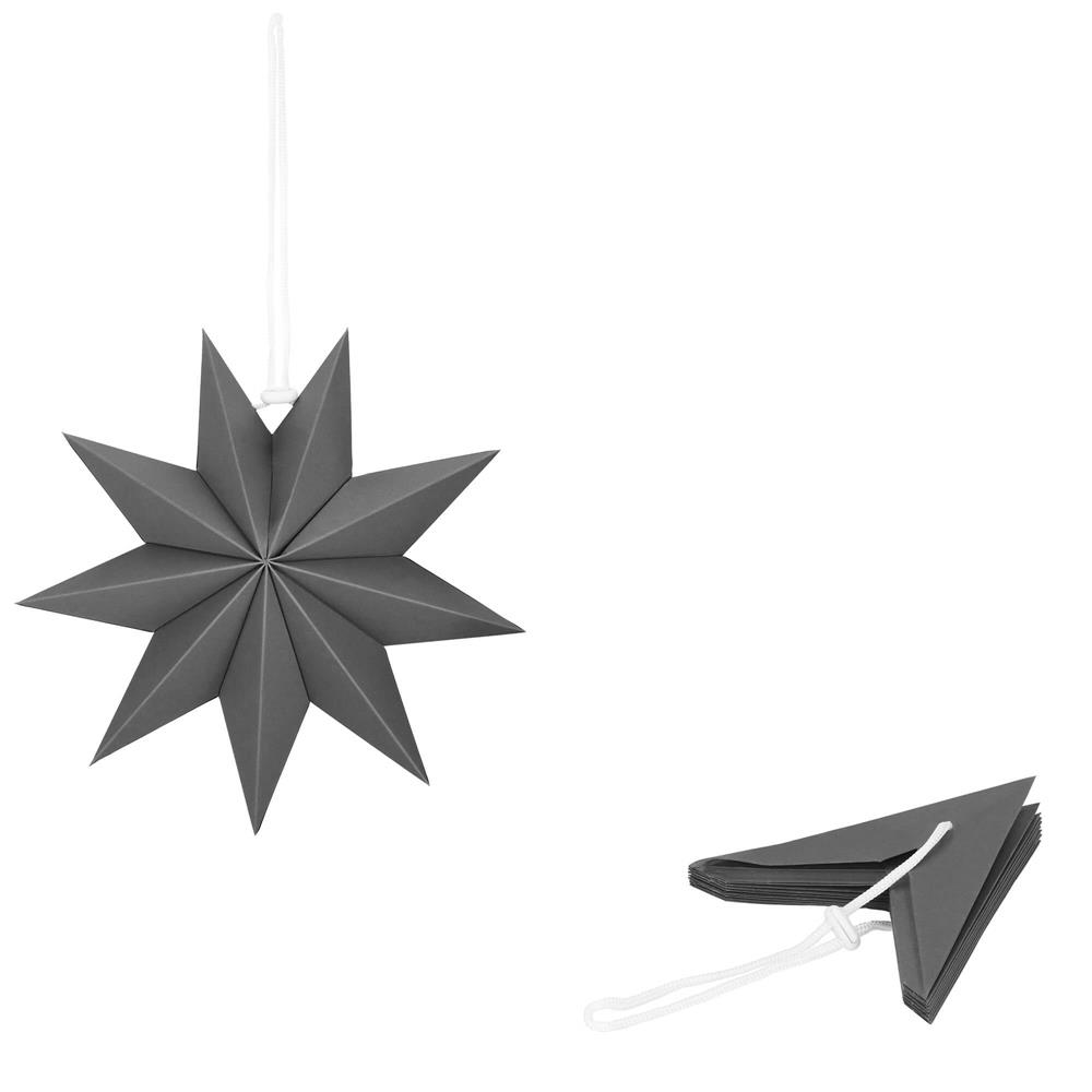 Stea decorativa 3D din hartie, cu 9 colturi, 30cm, argintie Household NewTrend